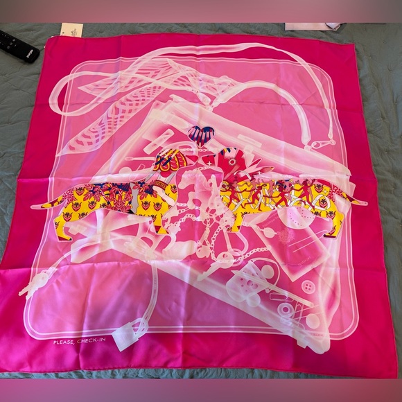 Hermes Hot Pink Hand-Rolled Silk Scarf